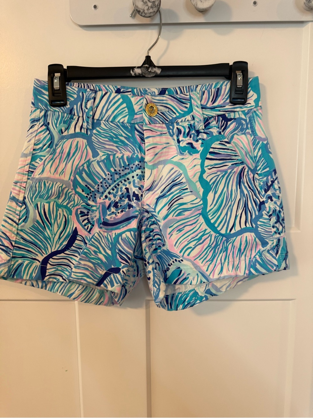 Lilly Pulitzer Tropical Print Women's Cotton Shorts - Blue & Pink size 00